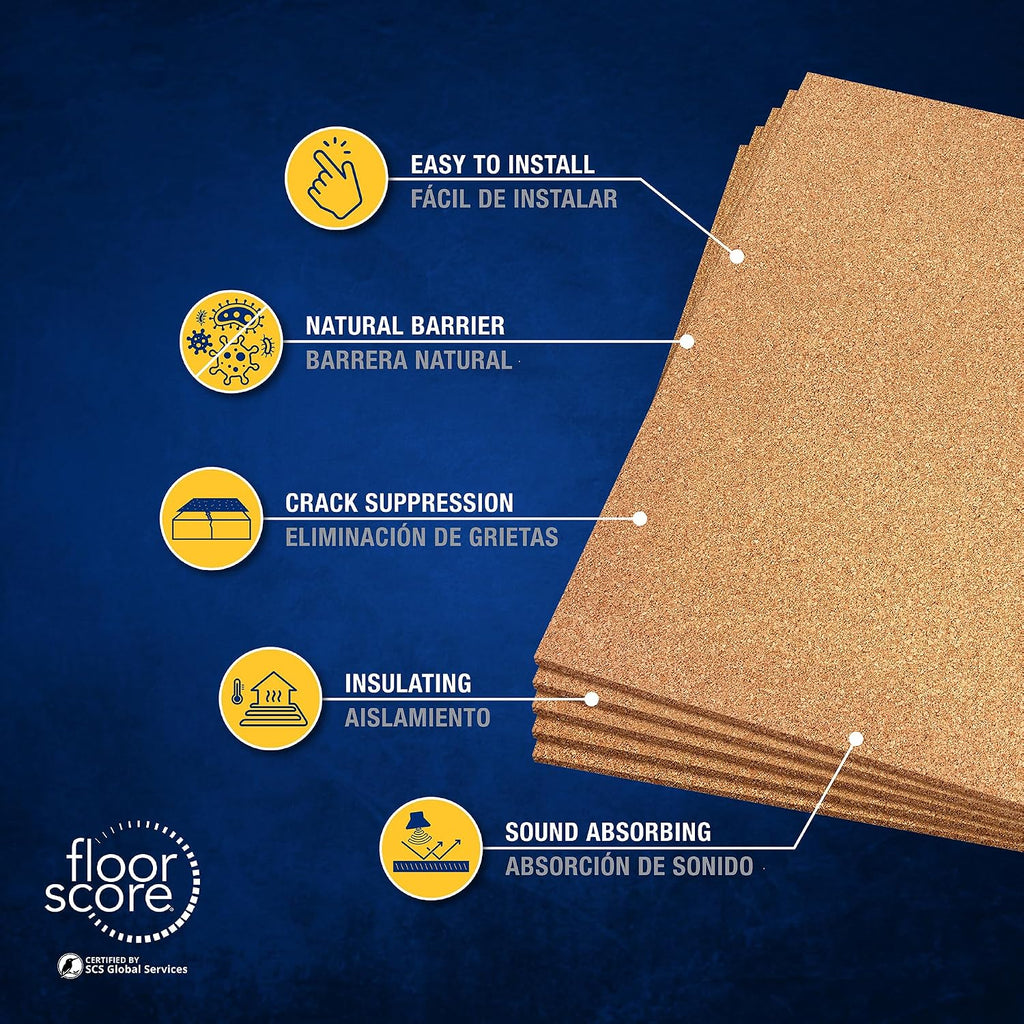 72001Q Natural Cork Underlayment Sheets - 2 ft. Wide x 3 ft. Long x 12 mm Thick (25 sheets/pack)