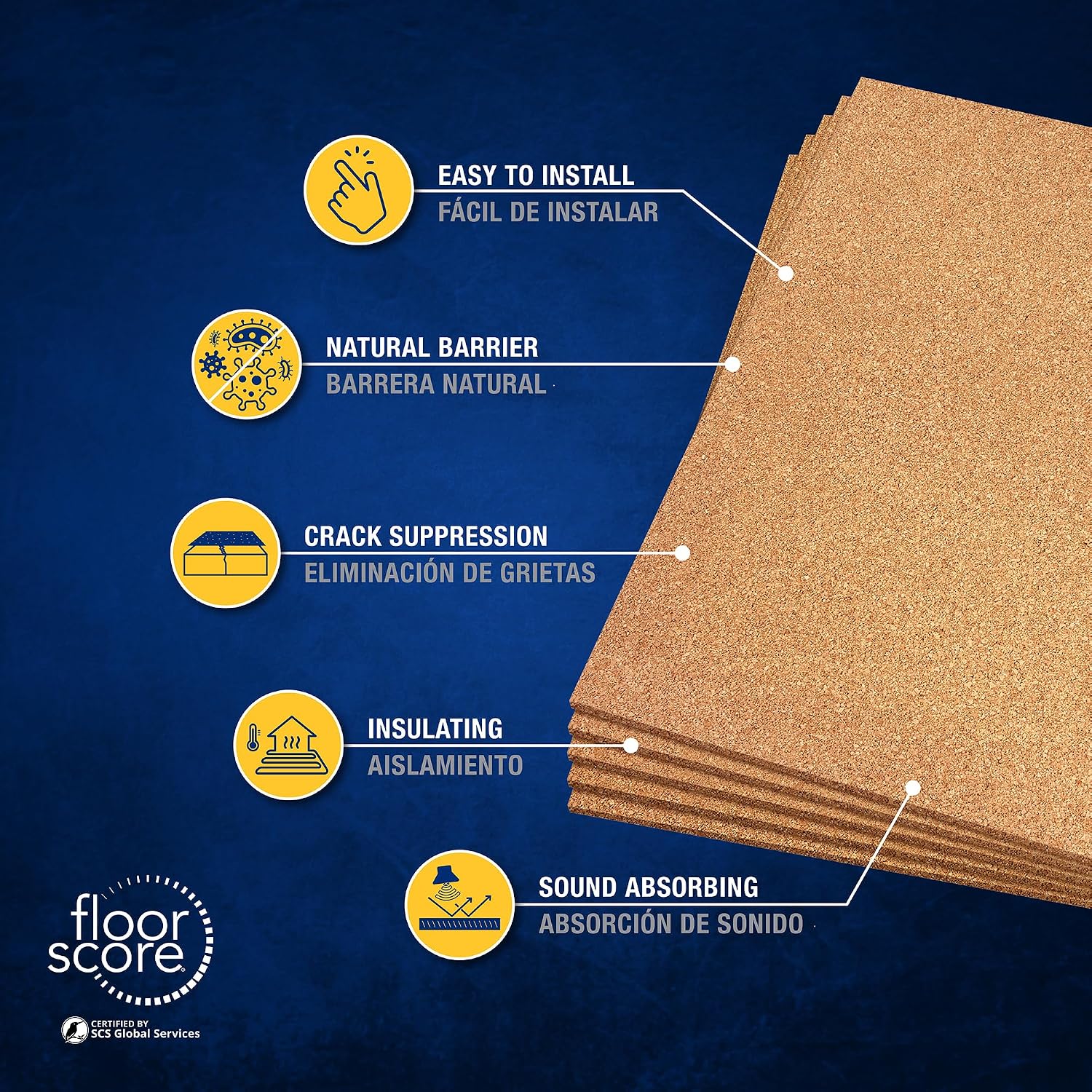 72001Q Natural Cork Underlayment Sheets - 2 ft. Wide x 3 ft. Long x 12 mm Thick (25 sheets/pack)