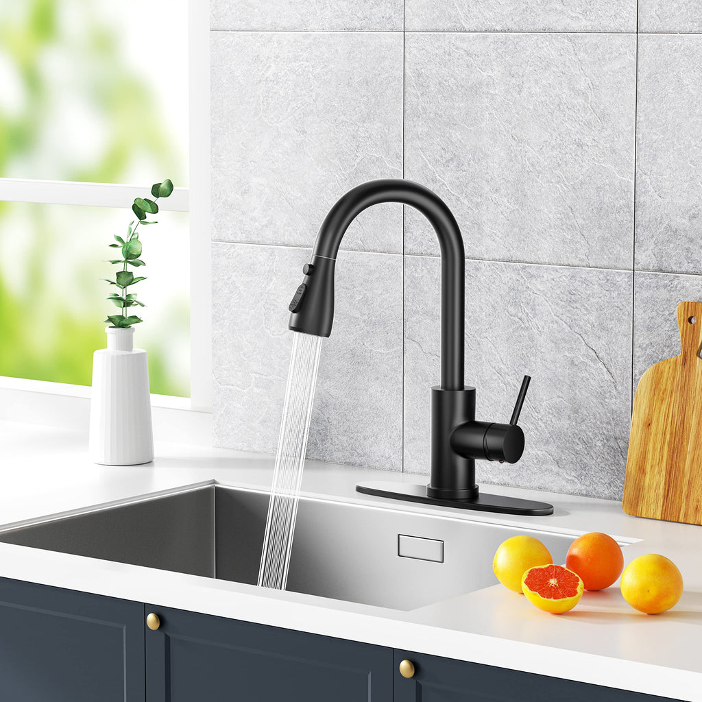 High-Arc Kitchen Faucets with Pull Down Sprayer, Matte Black