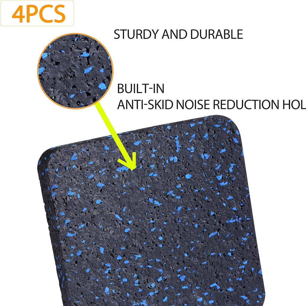Rubber Treadmill Mat Pads, 4-Pack, 3.94 x 3.94 x 0.5 in | High-density construction, anti-slip texture, vibration