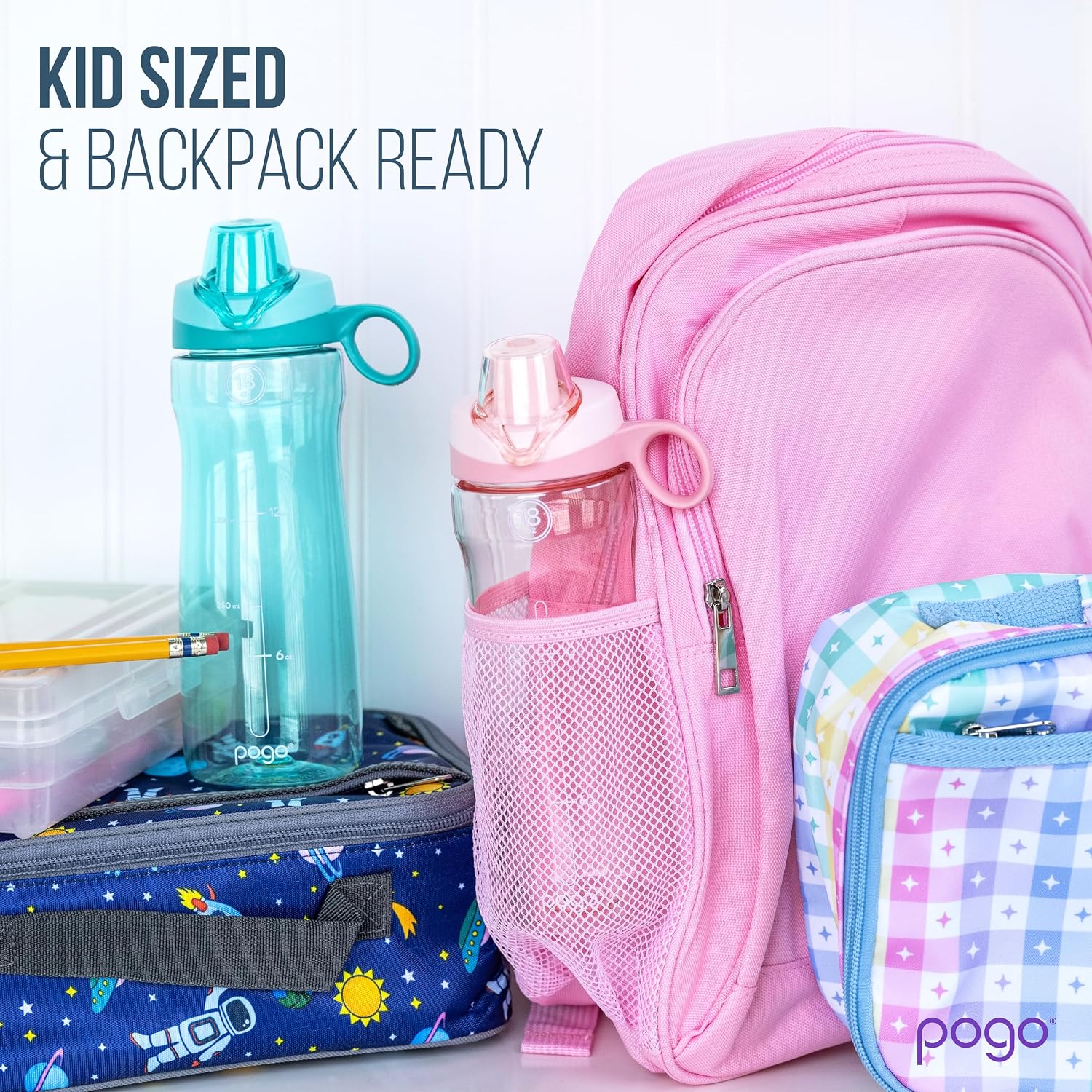 BPA-Free Tritan Kids Water Bottle with Silicone Soft Straw, Grey Geode, 18 oz. | Leakproof water bottle with soft