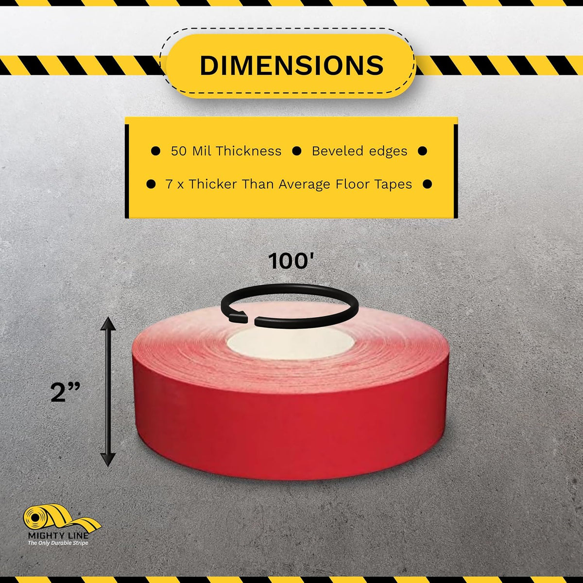 5S Floor Marking Industrial Tape, 2", 100' Roll, Red Color