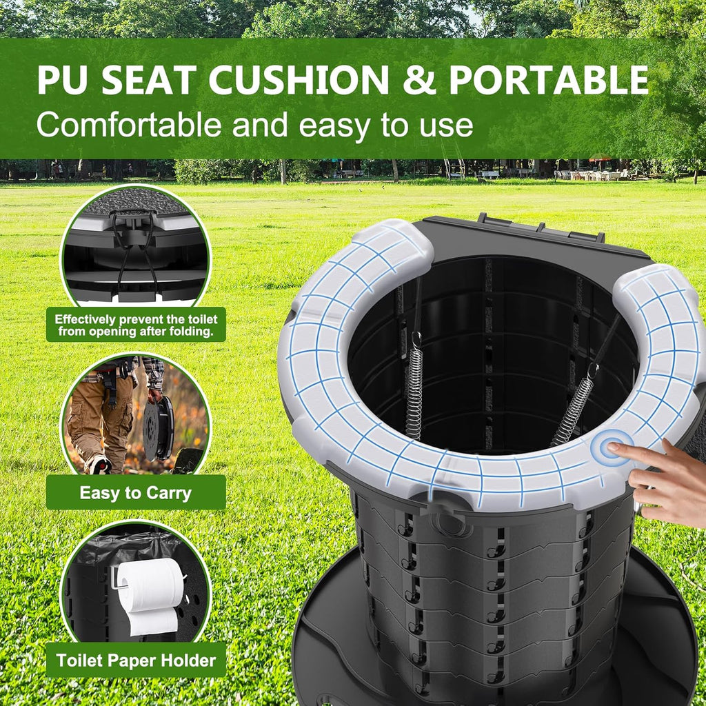 Portable Toilet Kit for Camping, Camp Toilet with Pop-Up Privacy Tent, Toilet Bags and Absorbent Gel, Foldable