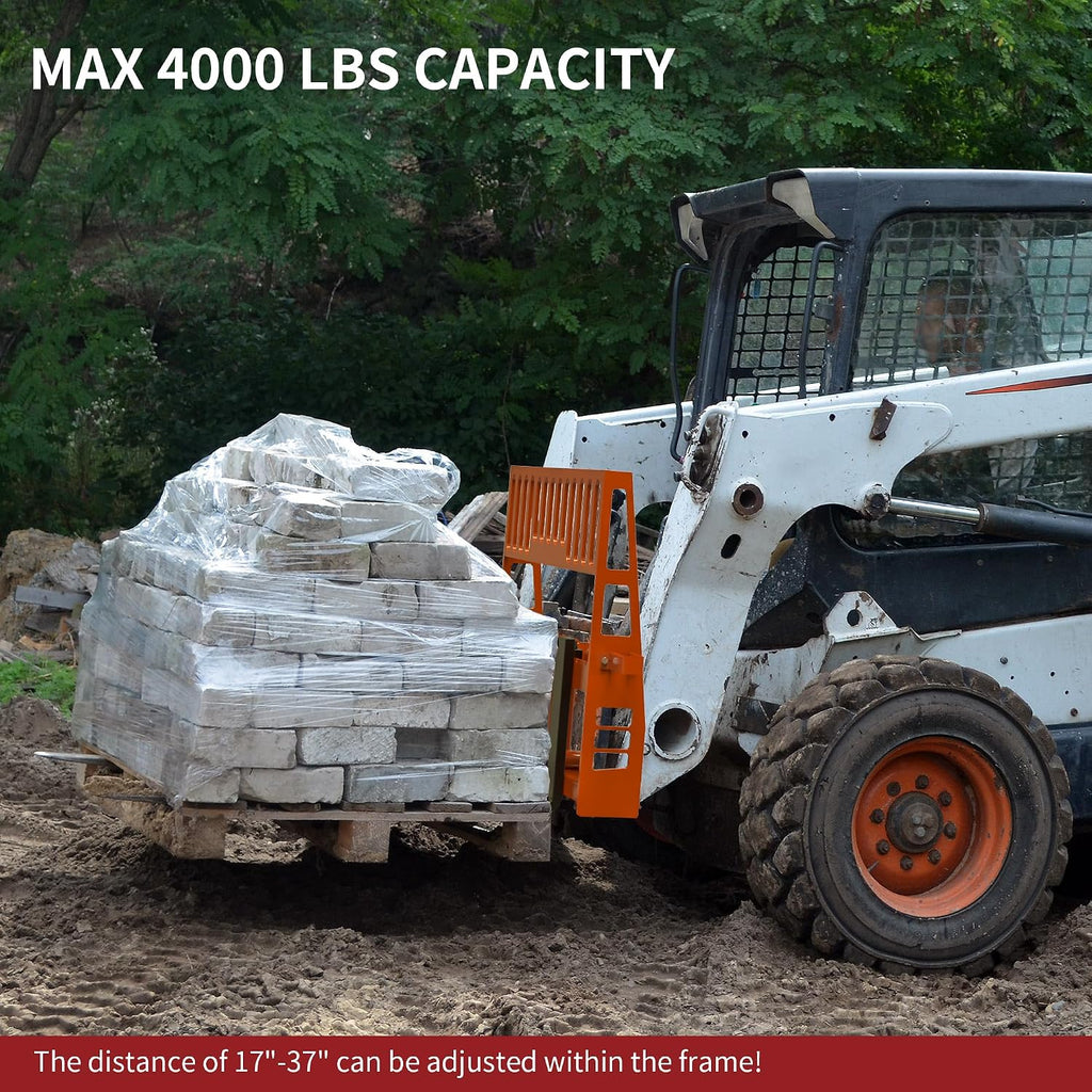 45" 4000 lbs Pallet Forks Frame Attachment & 48" Forklift Blades | with 3 Spear Sleeves