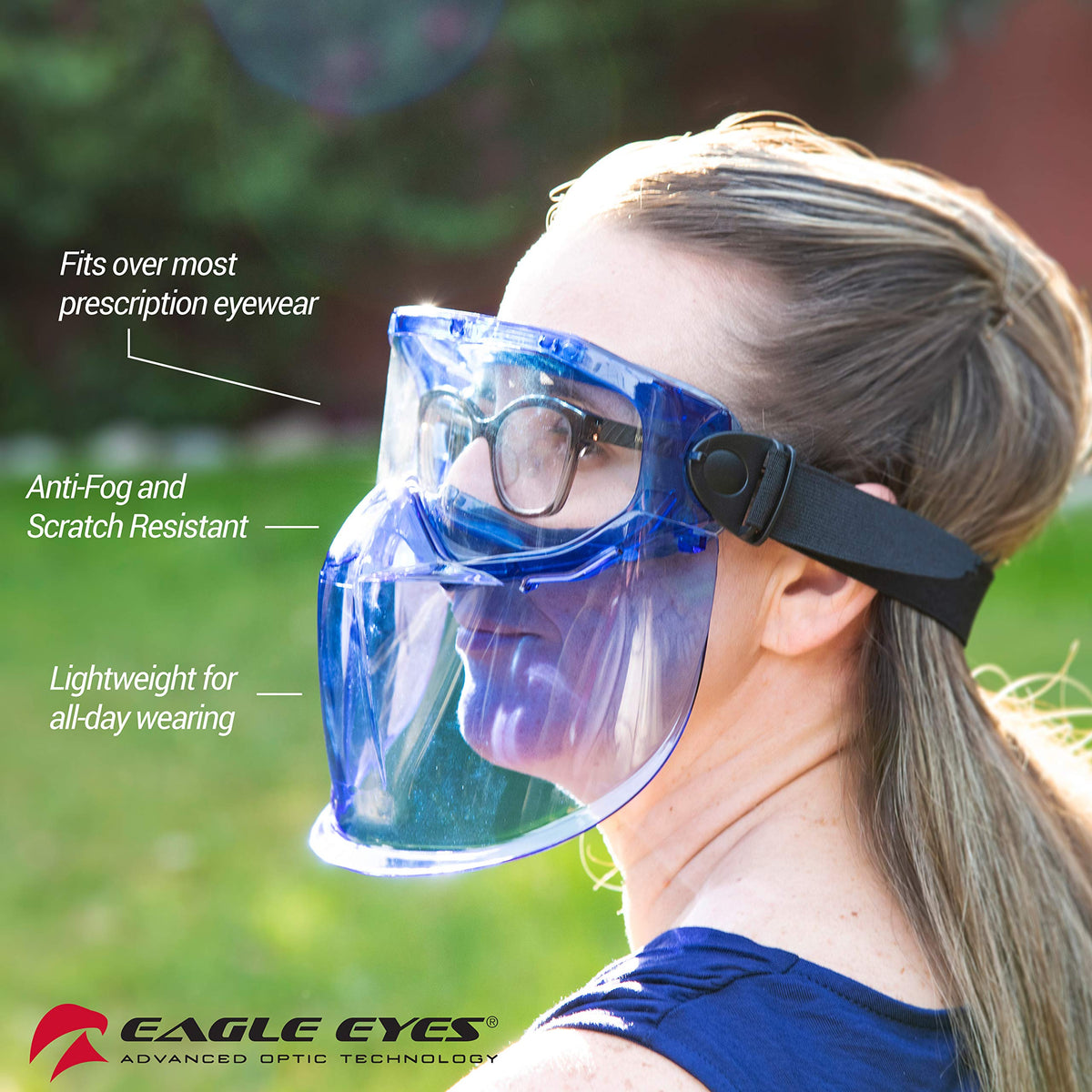Safety Goggles Flip-Up Face Shield, UV Protection, Blue