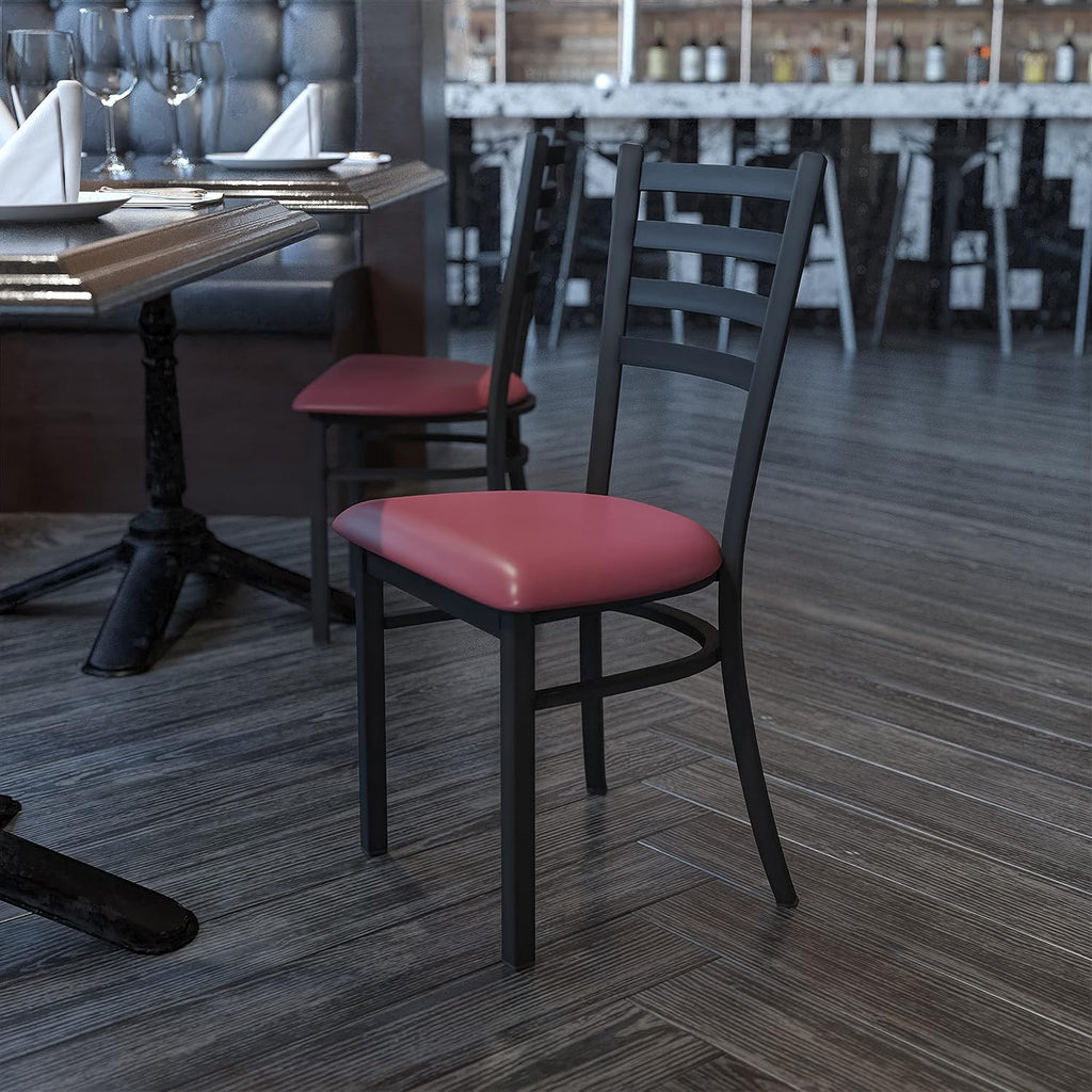 Hercules Metal Ladder Back Restaurant Chair, Burgundy