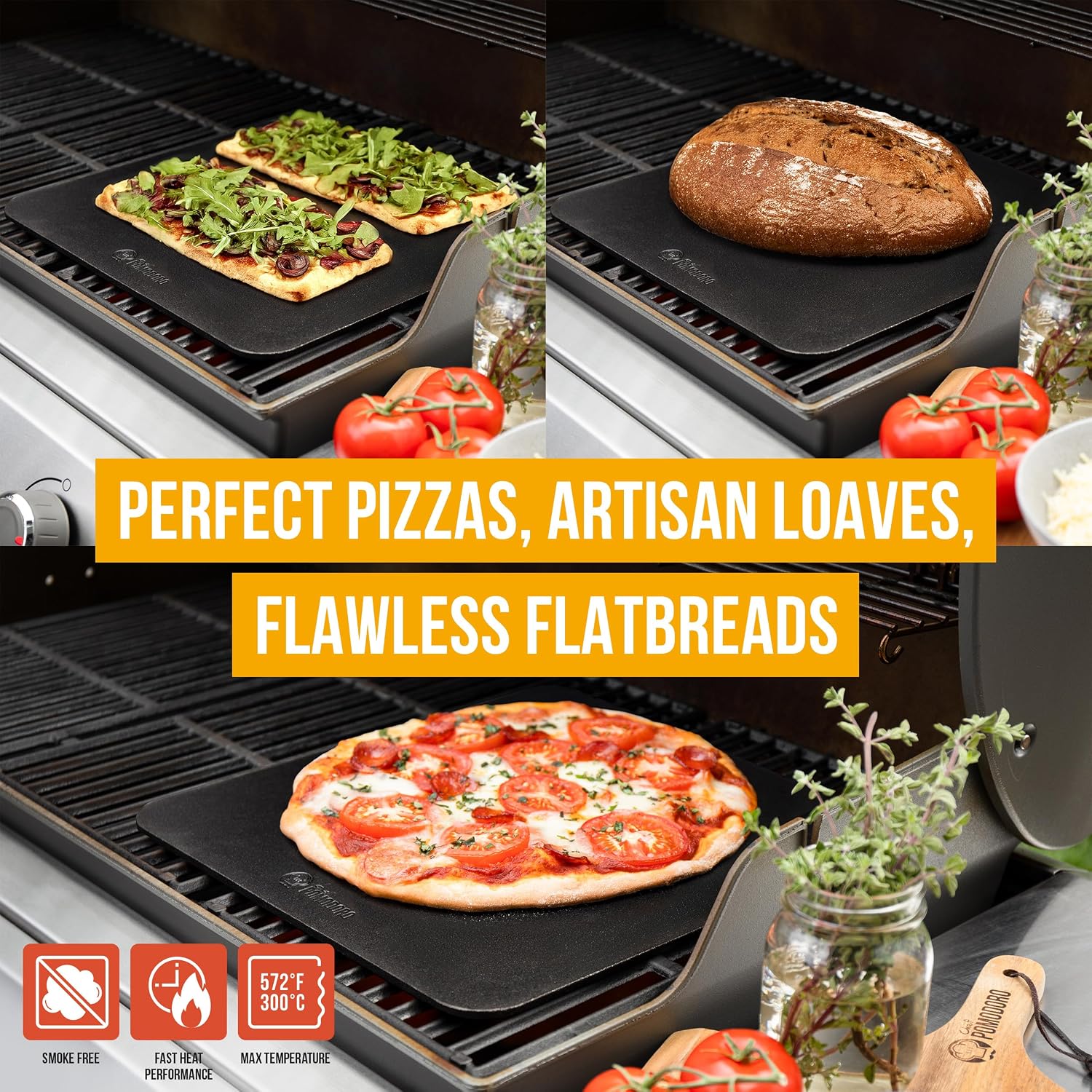 Pizza Steel for Oven 16"x16", 1/4" Thick, With Lifting Holes