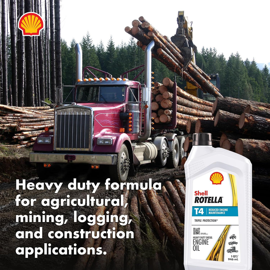 Shell Rotella T4 Triple Protection 15W-40 Diesel Engine Oil, 1 Quart (6 Pack)