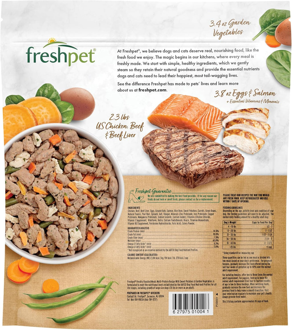 Dog Food, Multi-Protein Complete Meal, Chicken, Beef, Egg and Salmon Recipe, 3Lb