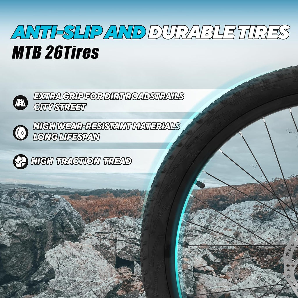 26 Inch Mountain Bike for Adults Men & Women, 21 Speed Hardtail Steel Frame MTB with Disc Brakes - Ideal for Trail