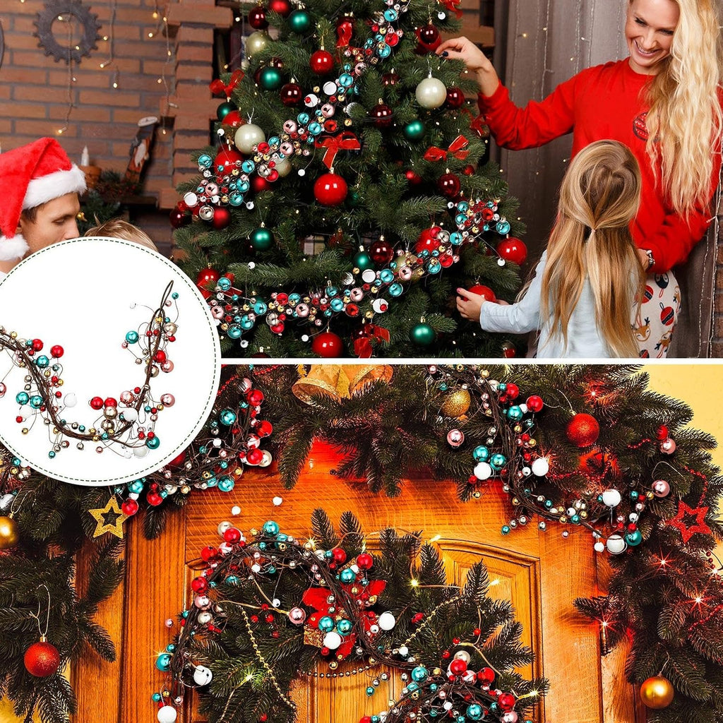 9 ft Colorful Christmas Ball Garland Ball Ornaments Hanging Baubles Ornament for Xmas Christmas Tree Fireplace Wreath
