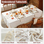 Rectangle Embroidered Tablecloth with Tassels 55x86 Inch
