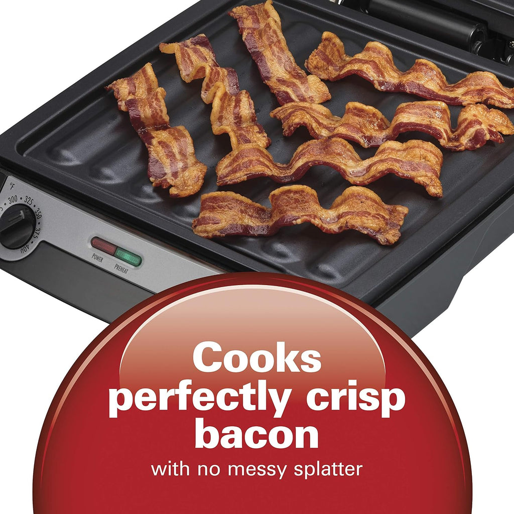 4-in-1 Electric Indoor Grill & Electric Griddle Combo | 200 sq. in. PFAS-Free Non-Stick Cooking Surface Opens |