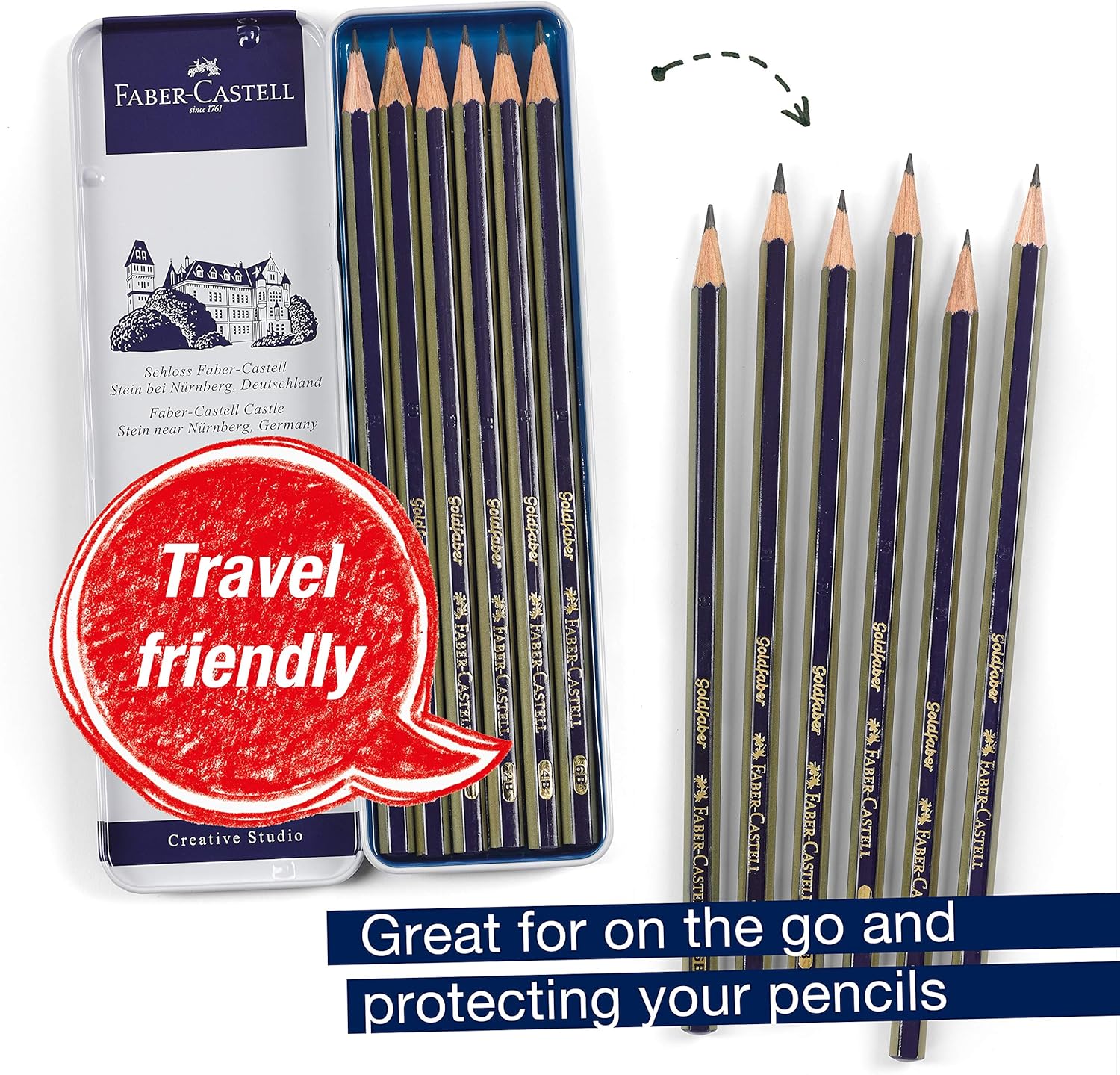 Graphite Sketch Pencil Set - 6 Graphite Pencils (2H, HB, B, 2B, 4B, 6B), Drawing Pencils and Sketching Supplies