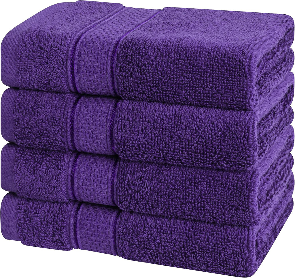 Salem Washcloth Sets, 4 Piece Luxury 600 GSM 100% Cotton Washcloths for Bathroom, 13x13 inches Washrags Premium