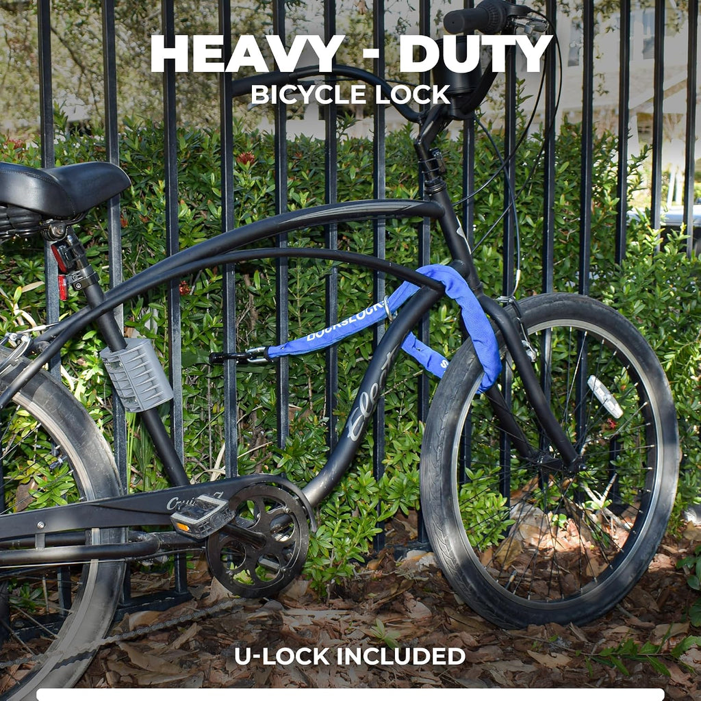 8mm Security Chain Kit (3', 6' or 10') with Compact U-Lock, 3' | Weatherproof, Heavy Duty, Cinch Style, Hardened