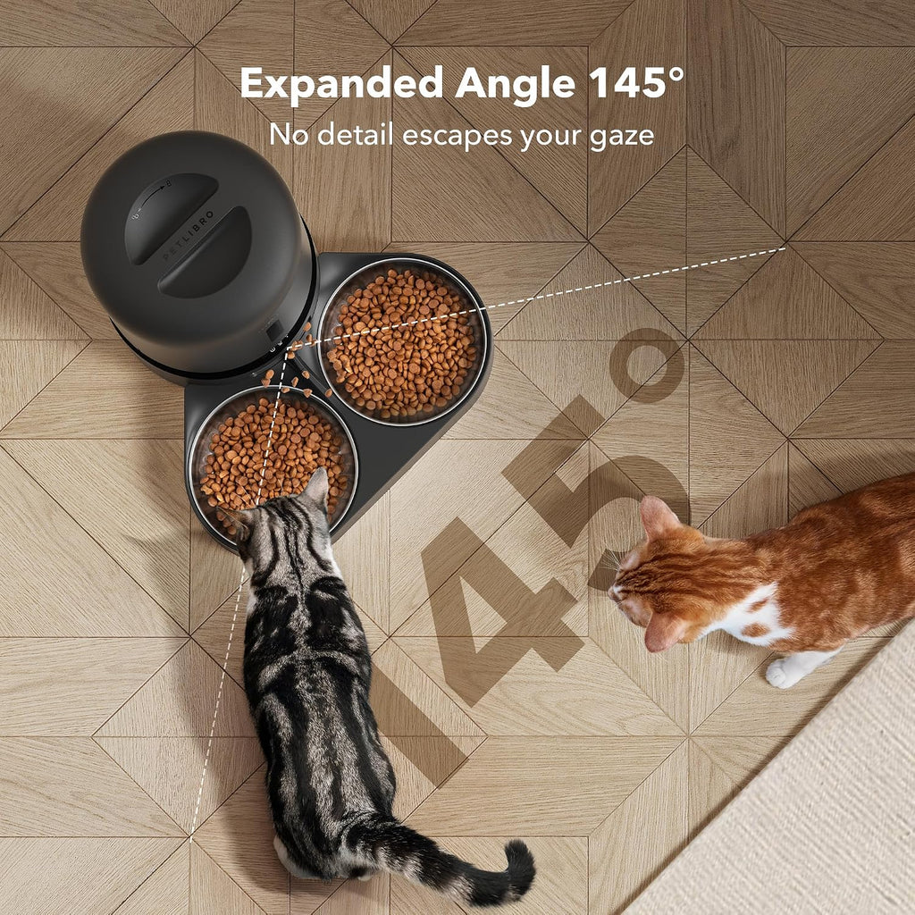 Automatic Cat Feeder with Camera for Two Cats, 1080P HD Video with Night Vision, 5G WiFi Pet Feeder with 2-Way Audio