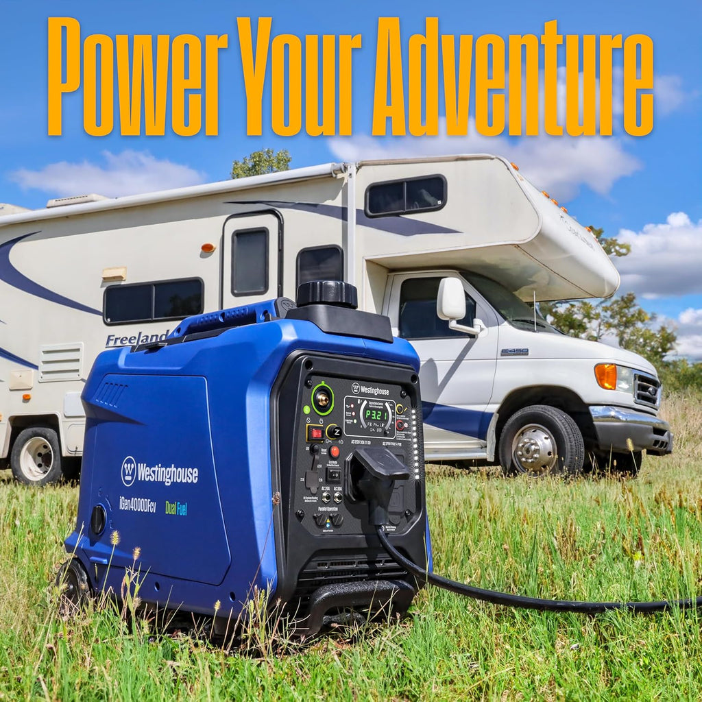4000 Peak Watt Super Quiet Dual Fuel Portable Inverter Generator, Wheel & Handle Kit, Gas & Propane Powered, RV