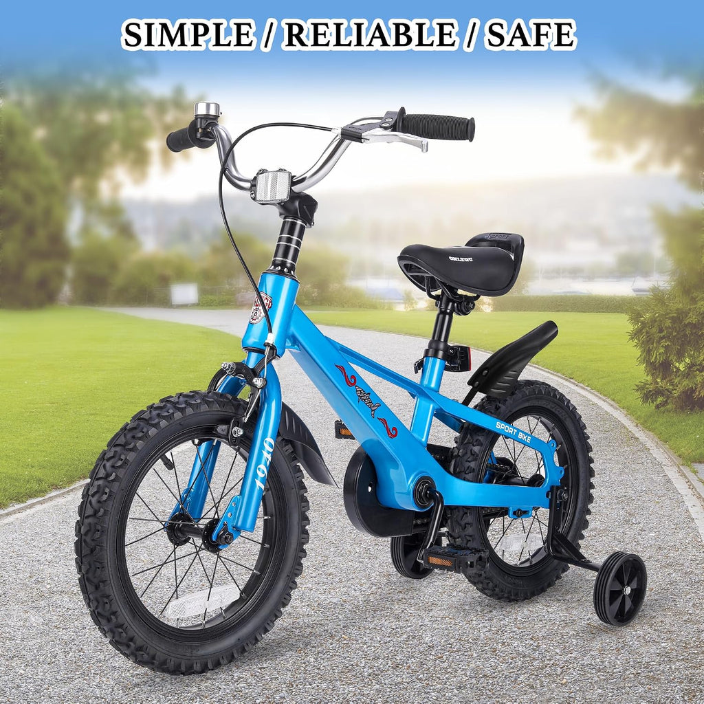 Kids Bike for Boys Ages 3-7, 14-16 Inch Bicycle with Training Wheels, Easy to Assemble, Safe Ride, Vibrant Colors