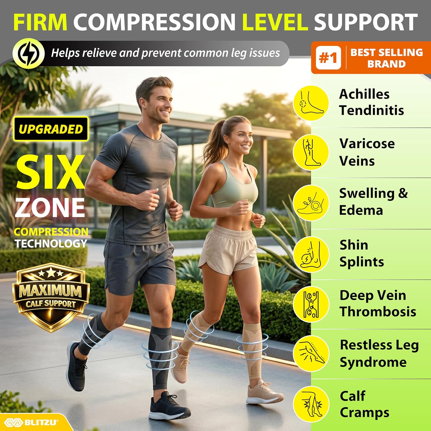 Calf Compression Sleeve for Men & Women Footless Compression Socks Support Runners Leg Sleeve Shin Splints Pain Relief