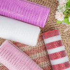 Deco Mesh Ribbon - 10inch x 30 feet Each Roll Metallic Foil(Red)