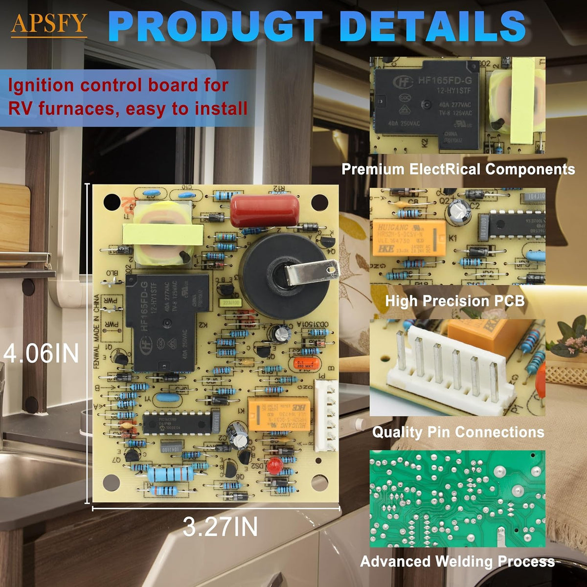 31501 RV Furnace Ignition Circuit Control Board Fit for Atwood Dometic 8525 8535 8531 8540 8935 8940 7912 7916 7920 AFMD AFSAD DFMD Series Hydro Flame Furnace ，OEM 33488 33727 30575