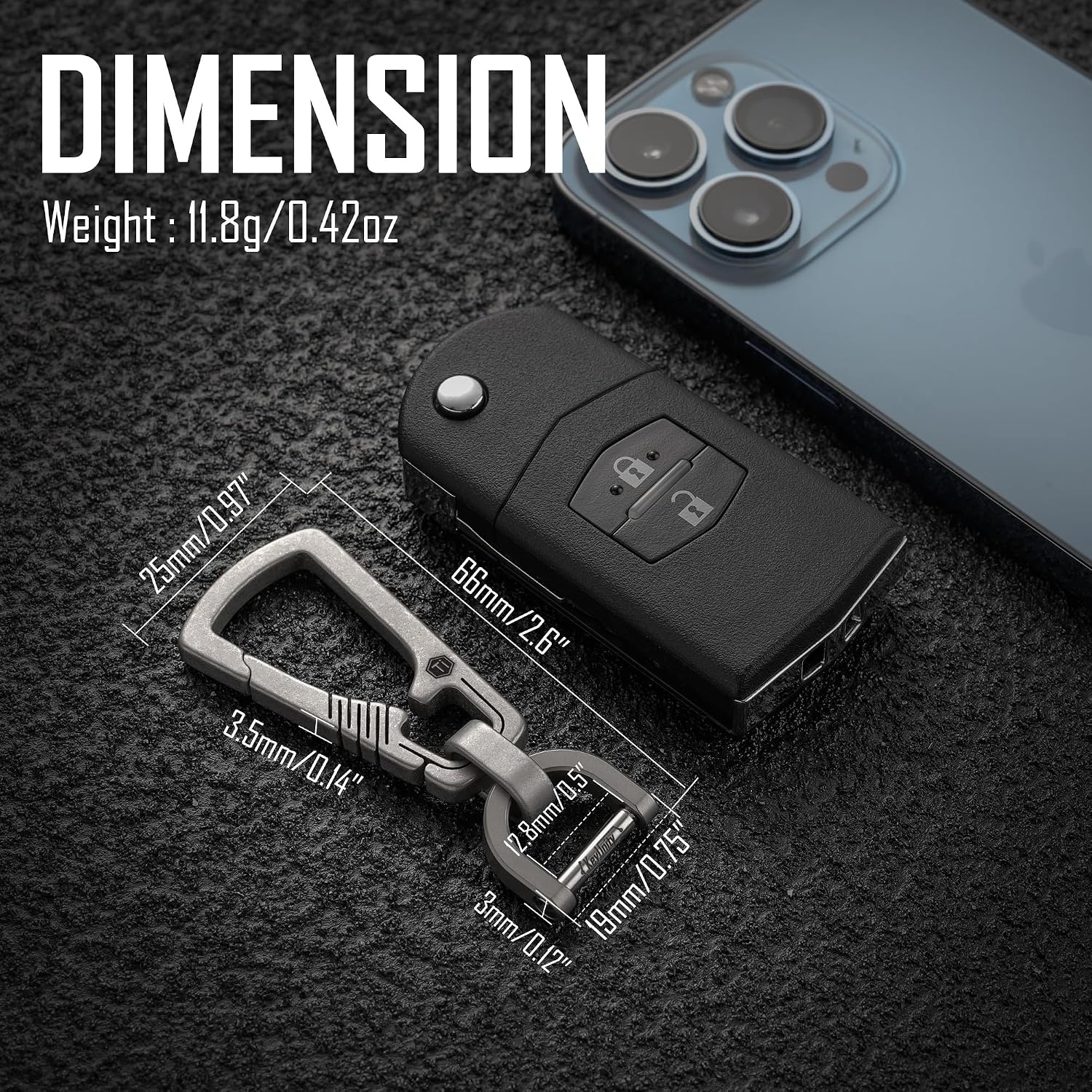 Titanium Carabiner Keychain Clip, Quick Release EDC Key Holder Organizer with Key Ring