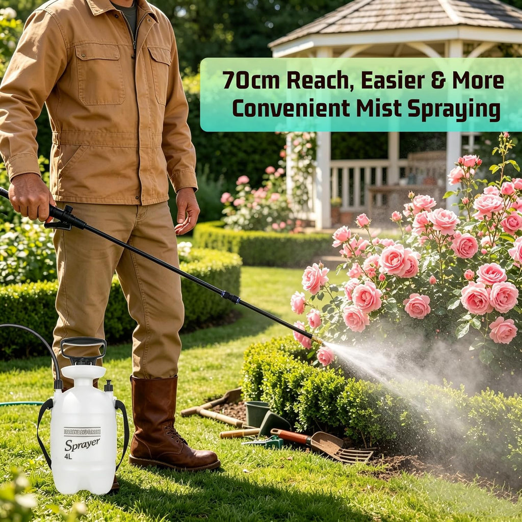 4L Watering Can for Hanging Plants, Adjustable 360° Flexible Nozzle Long Reach Plant Watering Sprayer, No Battery