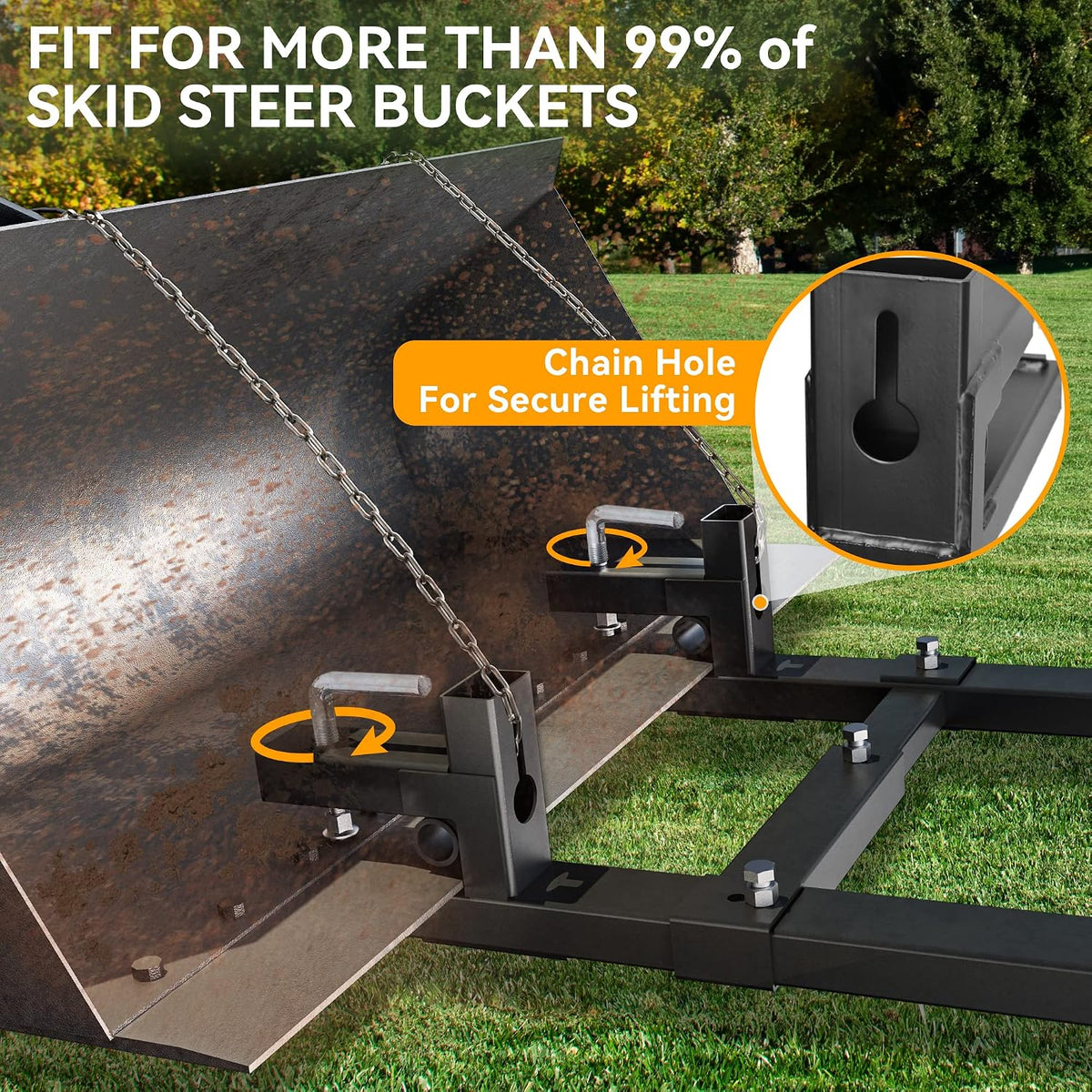 60" 4000 lbs Clamp on Pallet Forks Heavy Duty Bucket Attachment