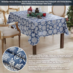 Christmas Navy Snowflake 52 x 70 Rectangle Vinyl Tablecloth