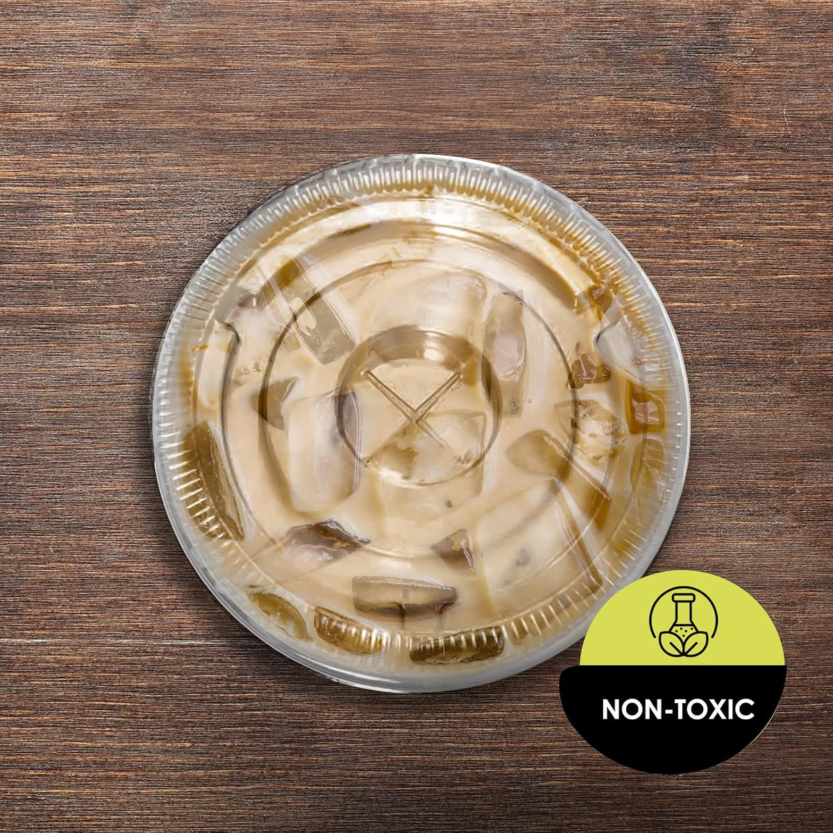 Clear Plastic Flat Lids with Straw Slot,Fits 16-24 oz Cups,100-Pack