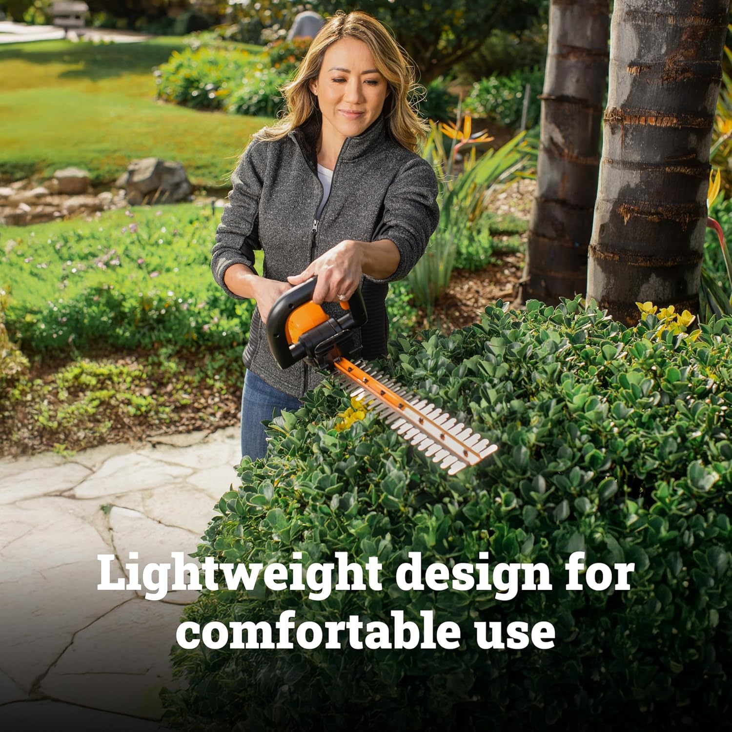 22" Cordless Hedge Trimmer, Electric Hedge Trimmer with Dual-Action Blades, Lightweight Bush Trimmer with 5.5 LBS