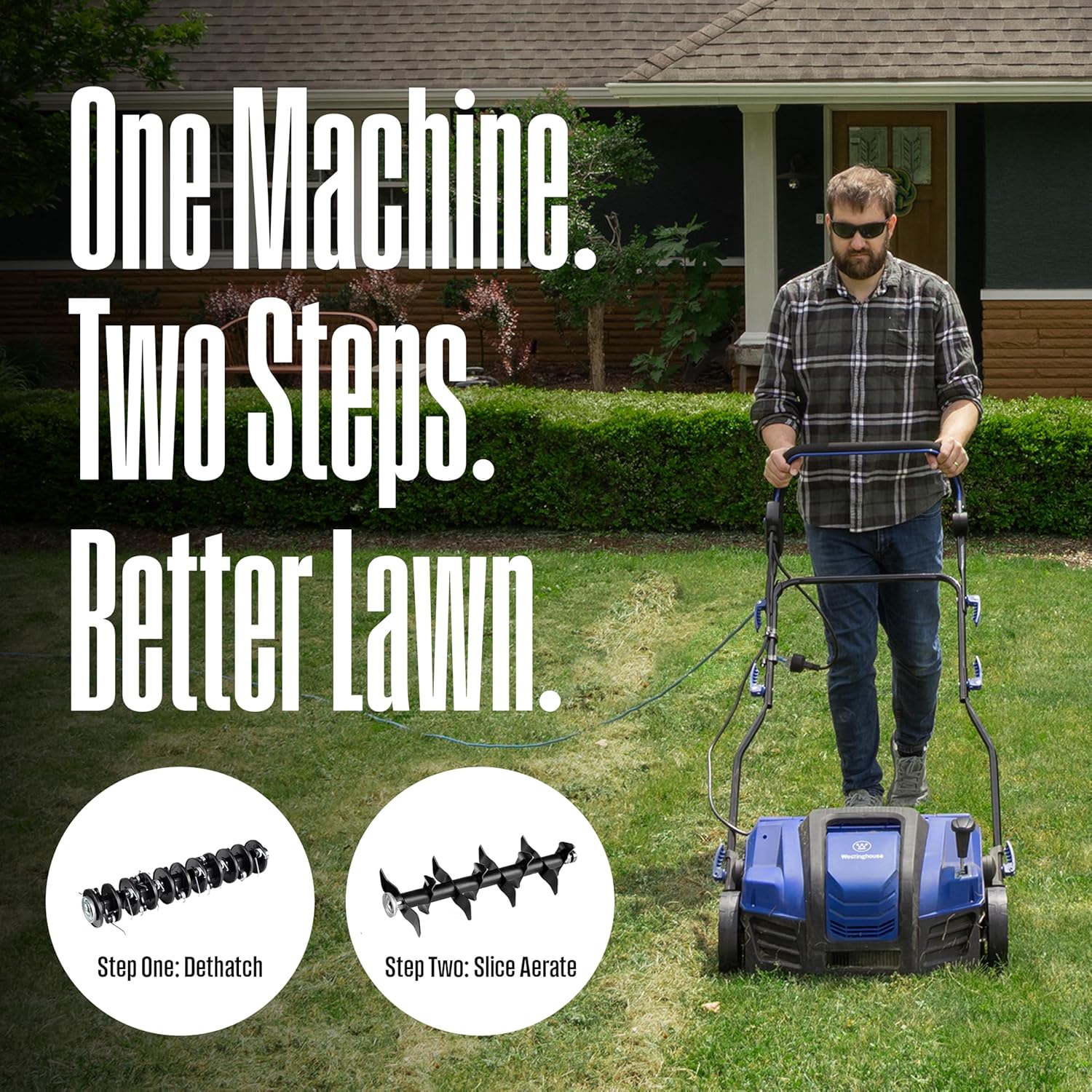 16" 15-Amp 2-in-1 Electric Dethatcher and Scarifier with Collection Bag