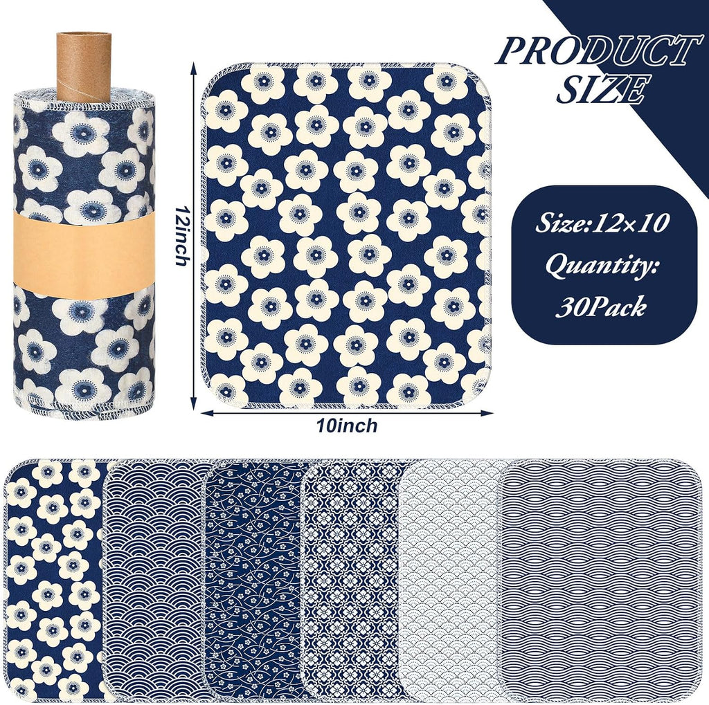 30 Pcs Reusable Paper Towel for Kitchen, Geometric Style
