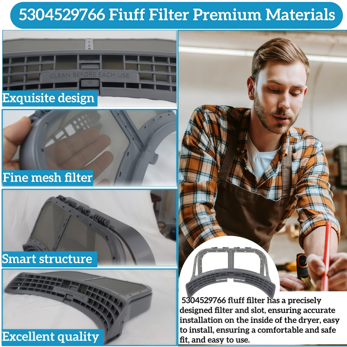 5304529766 Lint Filter Compatible with Electrolux Frigidaire Gibson
