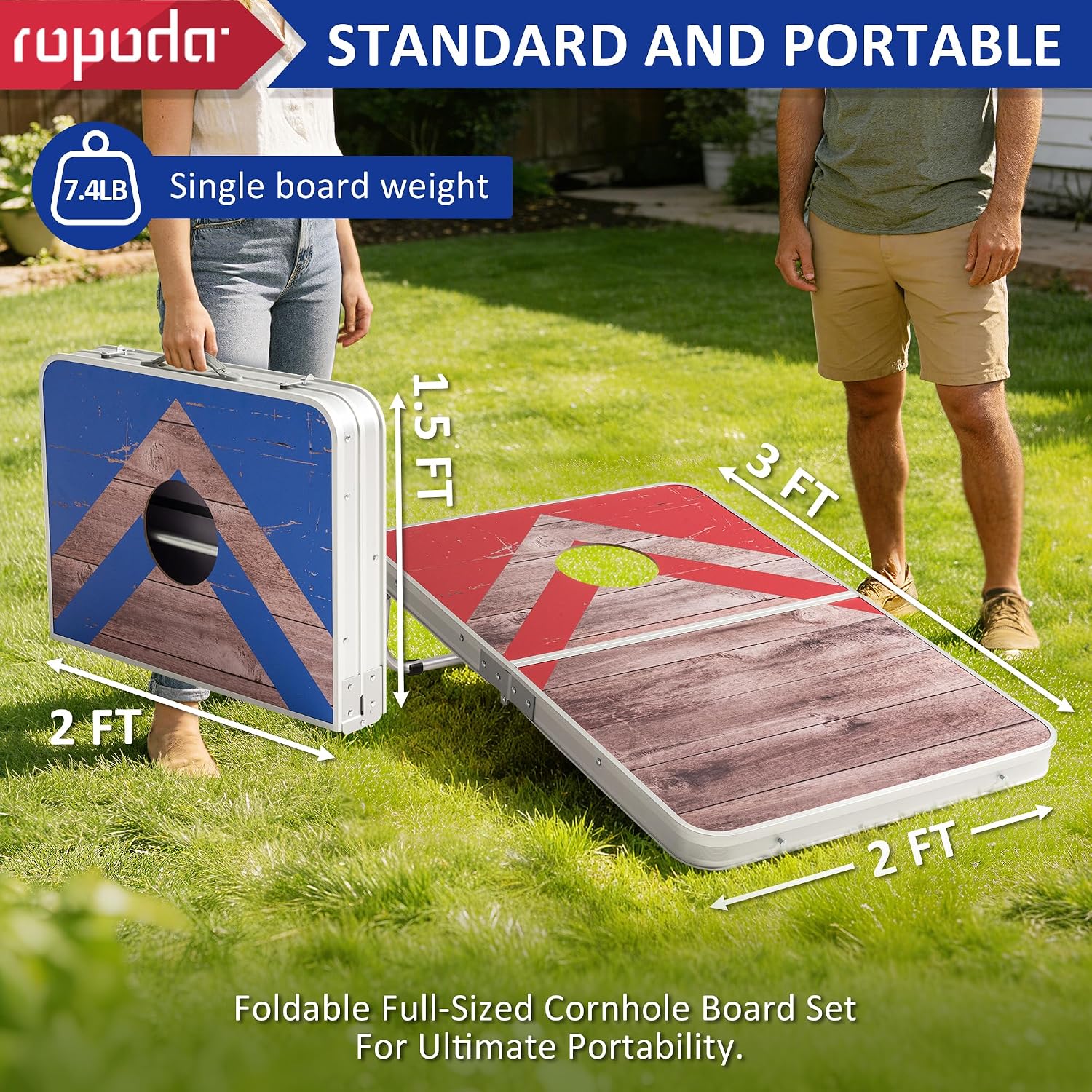 Cornhole Board Set with Score Sheet, 4×2/3×2 FT Regulation Size Corn Hole Games for Adults with Lightweight Aluminum