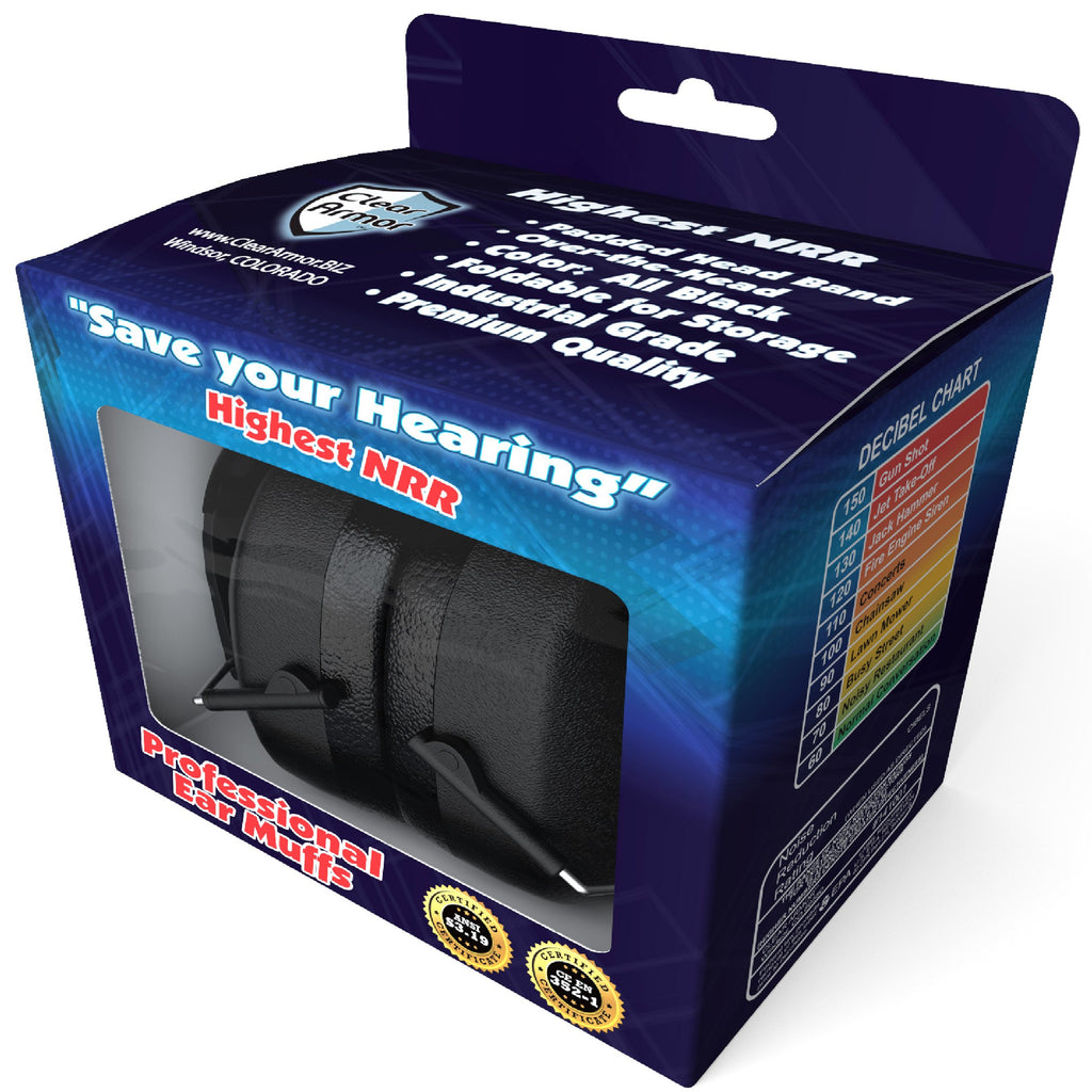 Hearing Protection Adjustable Earmuffs 31.5 dB SNR Black 1 Pack
