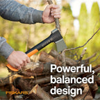 X7 Small Hatchet Axe 14", for Camping & Chopping Wood Kindling | For Campfires Outdoors, Insert-Molded Forged Steel
