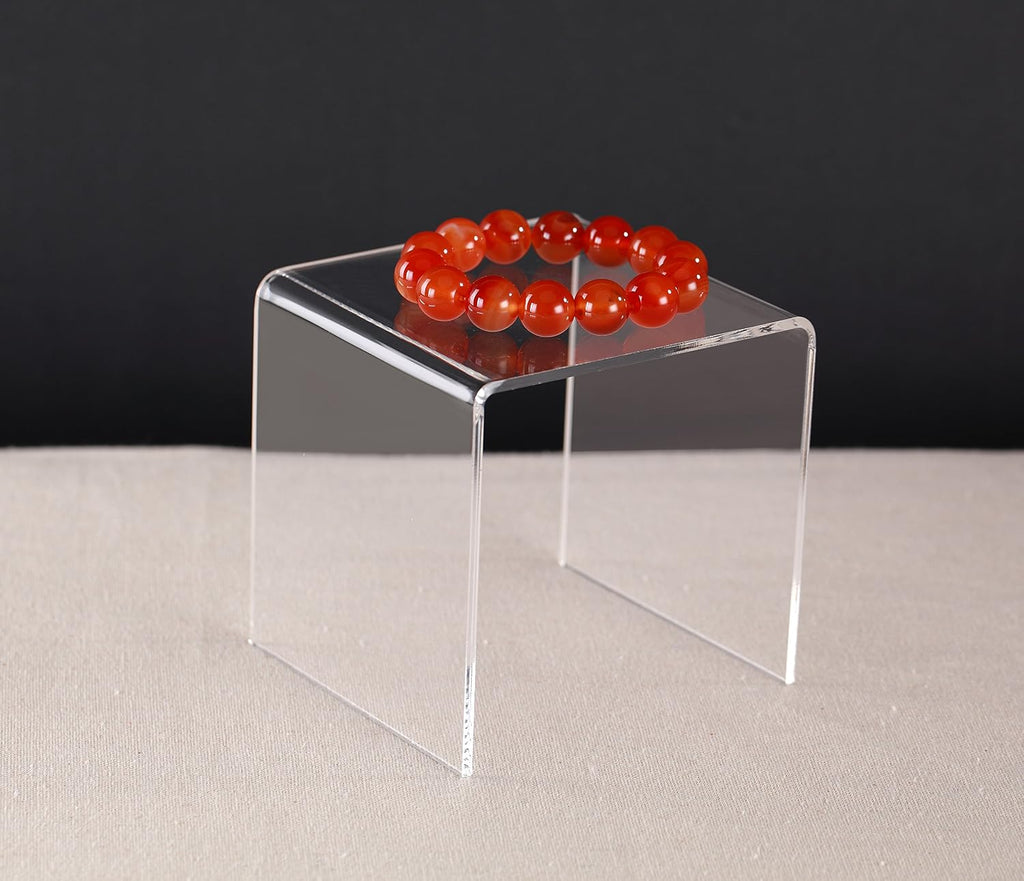 8 PC 4'' Clear Acrylic Risers,Retail Display Risers Shelf | Showcase Fixtures for Jewelry, Display Stand for Amiibo