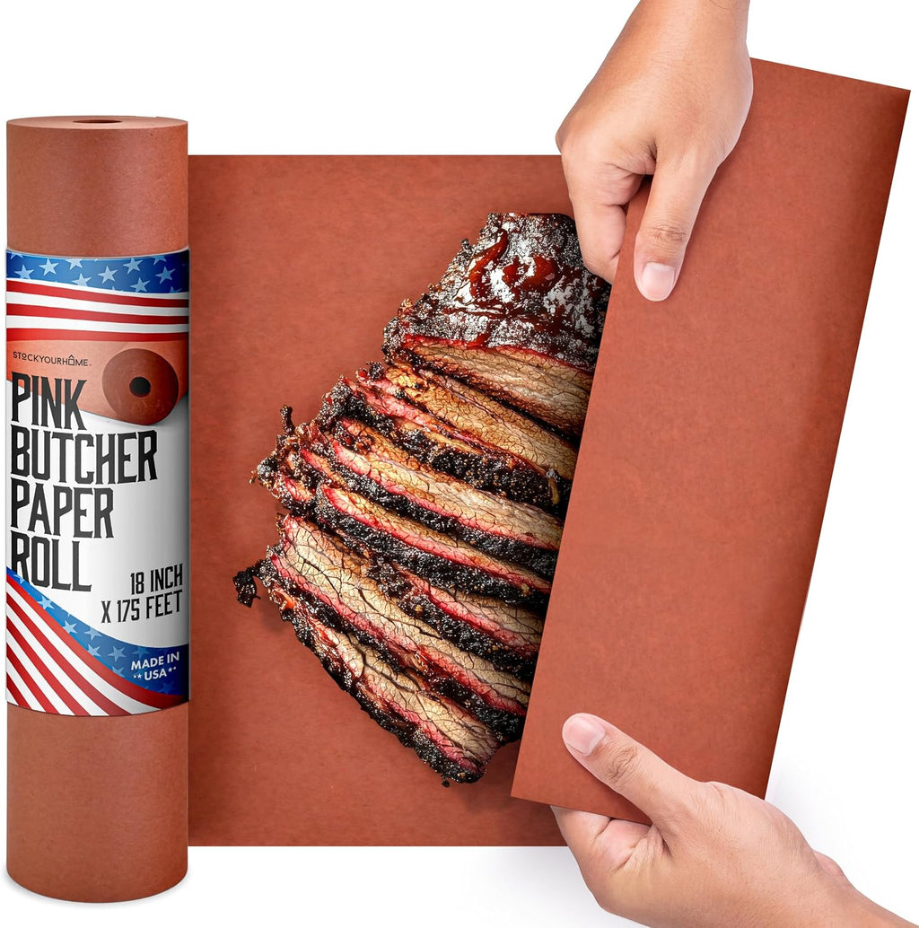Pink Butcher Paper Roll 18”x175' (2100 Inch) Peach Butcher Paper for Smoker, Food Grade, Brisket, Ribs, BBQ, Smoking