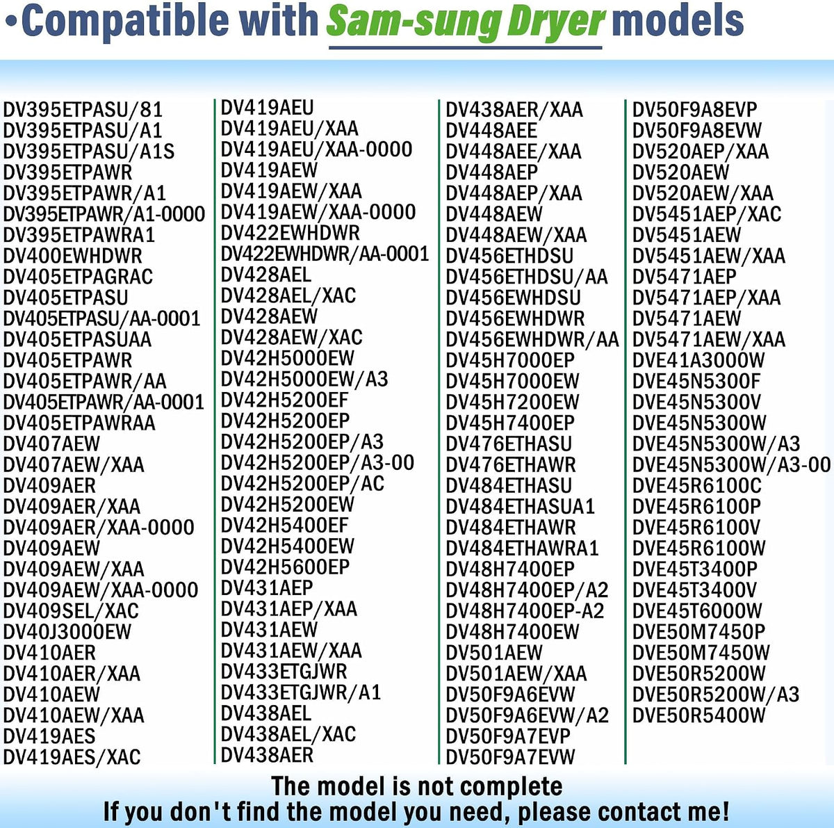 DV395ETPASU/A1 DV456EWHDWR/AA DV393ETPAWR/A1 DV395ETPAWR/A1 DVE45N5300W/A3 DV328AEW/XAA Dryer Heating Element and Thermal Fuses Fit for Sam-sung DV456ETHDSU/AA, DV395ETPARA/A1 DV456EWHDWR/AA