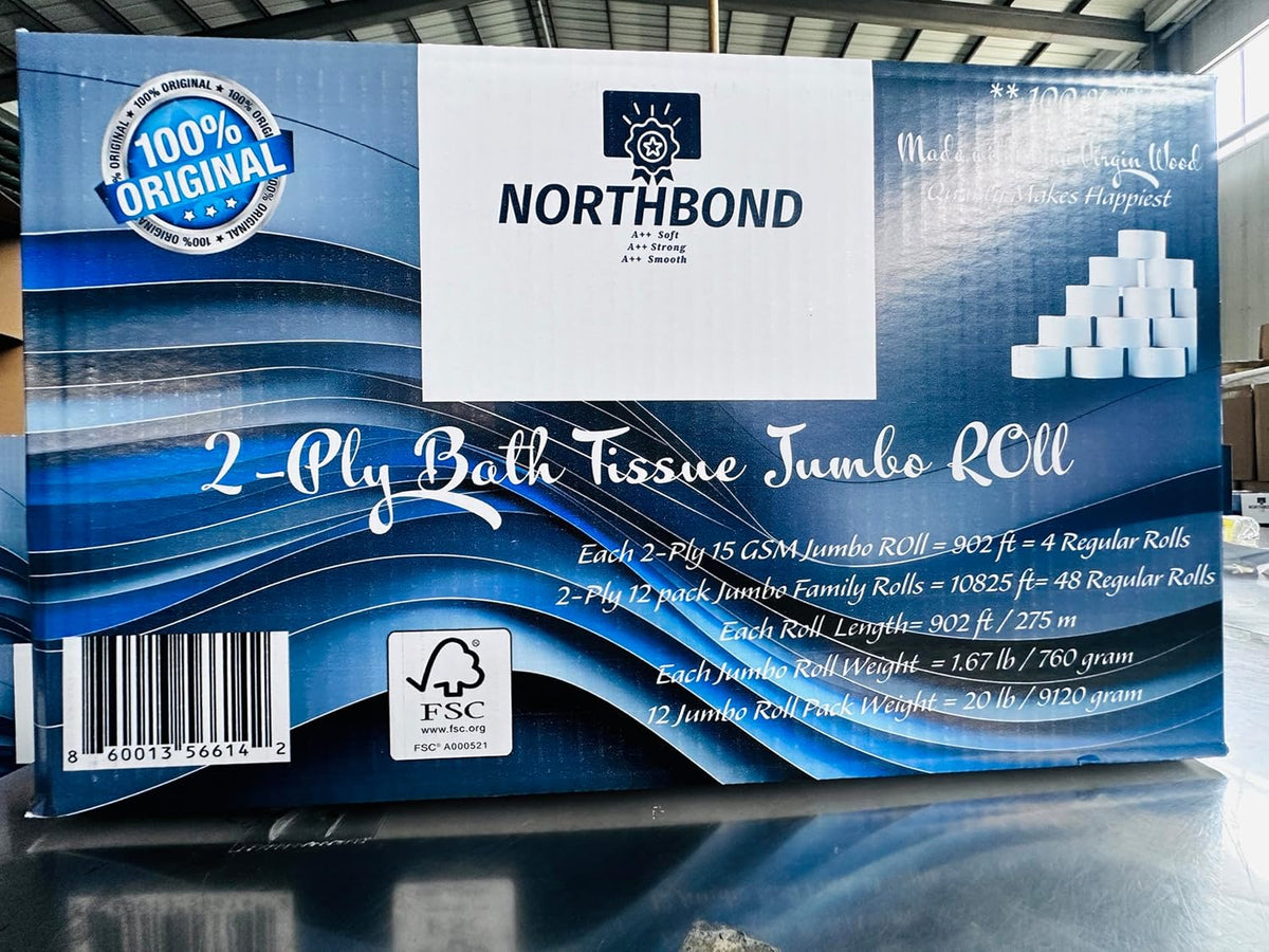 A++ Premium 2-Ply Jumbo Bath Tissue, Soft, Strong, & Smooth - 12 Commercial Rolls (48 Regular Rolls Equivalent), 902