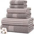 6 Piece Cotton Bath Towel Set – Ultra Soft 600 GSM Towels – Bathroom Set with Hand Towels and Washcloths – Waffle