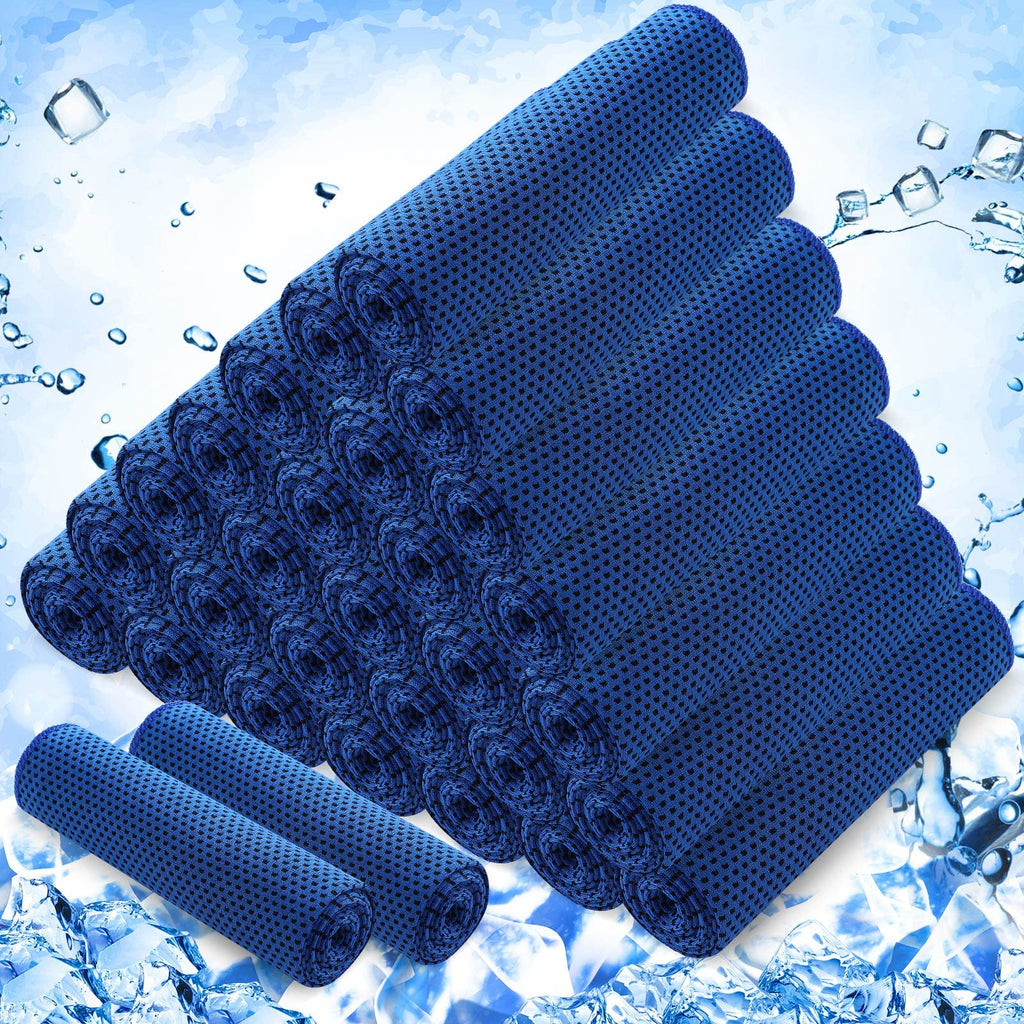 30 Pack Cooling Towels 40"x12", Dark Blue