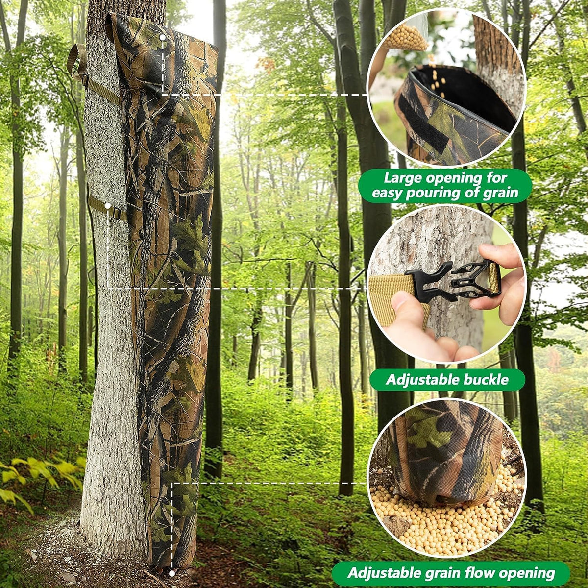 1Pc/2Pcs Adjustable Camo Deers Bag Feeders, Tree Hugger Gravity Deer Feeder