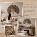 Fan Wall Decor，Large Bamboo Wall Fan For Over Bed Hanging Headboard (A)