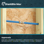 SharkBite Max Coupling, Push to Connect Brass Plumbing Fitting, PEX Pipe, Copper, CPVC, PE-RT, HDPE