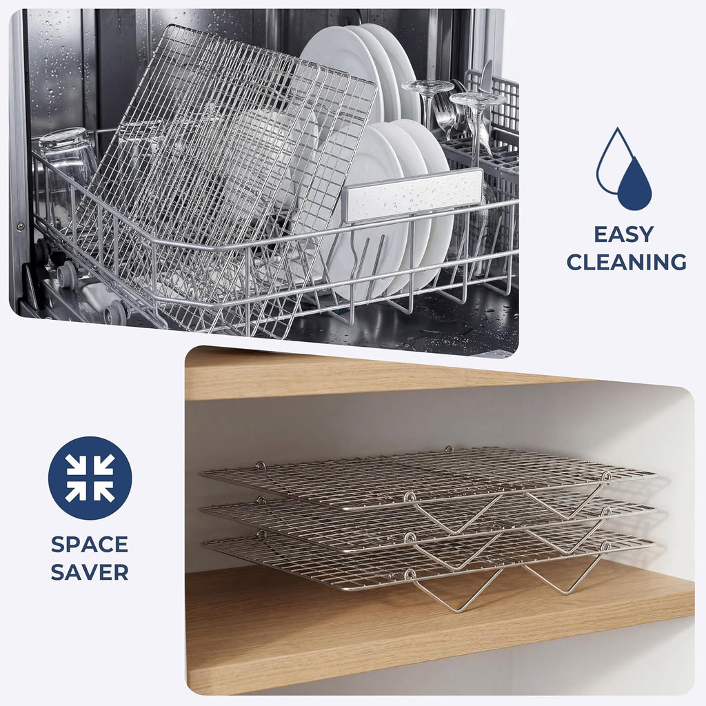 Cooling Rack 15”x10”, 4-Tier Collapsible for Cooking and Baking