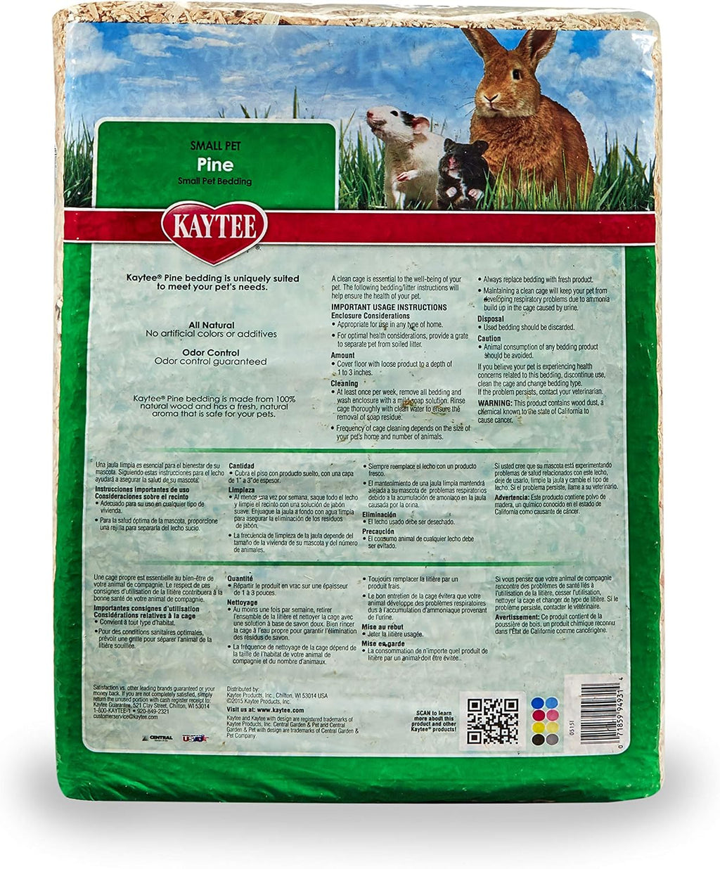 Small Animal Pine Bedding for Guinea Pigs, Rabbits, 52.4 Liter | Cleaner cages. Small animal bedding in pine