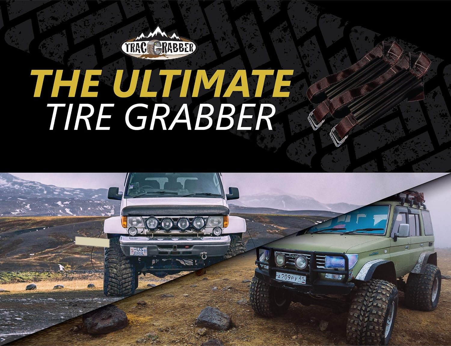 Tire Traction Device for Oversized Tires on Trucks/SUVs, Set of 2 - Made in the USA, Easy to Install, Get Unstuck